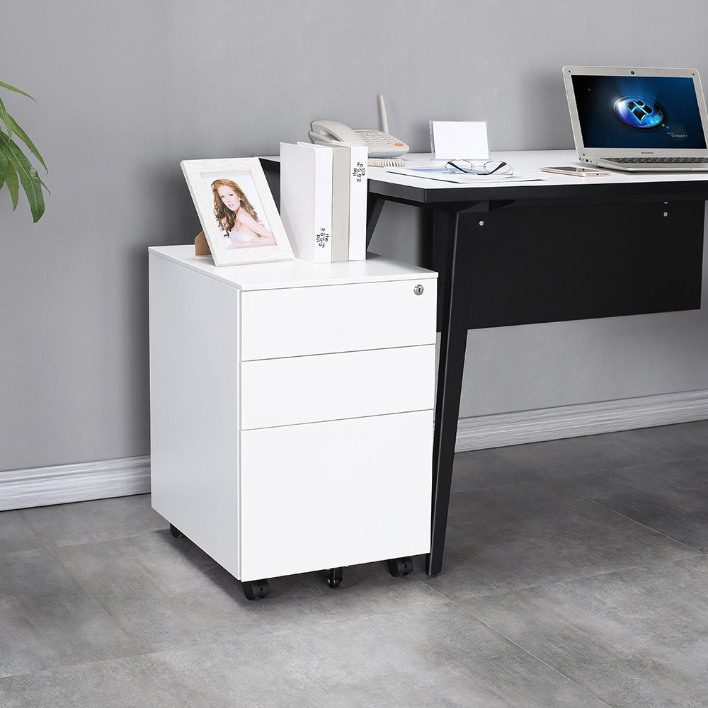 white color office mobile filing cabinet