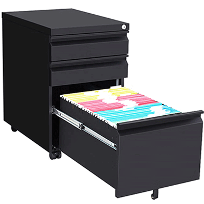 Black color mobile file cabinet with large capacity